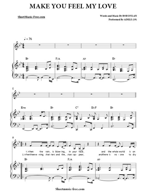 Make You Feel My Love Sheet Music Adele ♪ Free Sheet Music