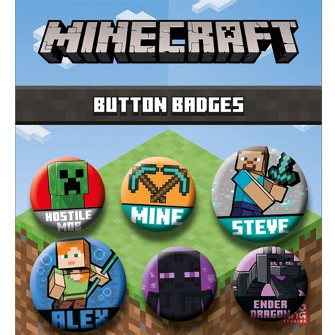 Minecraft Button Badge Set | Happy Piranha