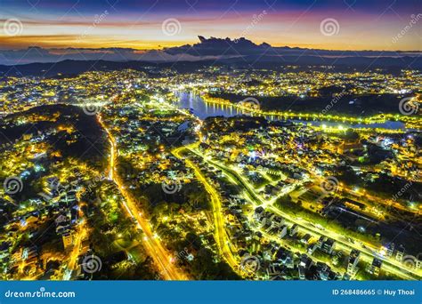 Aerial View of Da Lat City Night Sunset Beautiful Tourism Destination Stock Image - Image of ...