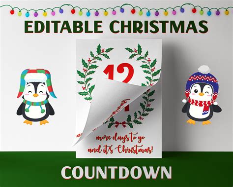 Editable Christmas Countdown Calendar Pages Countdown to - Etsy