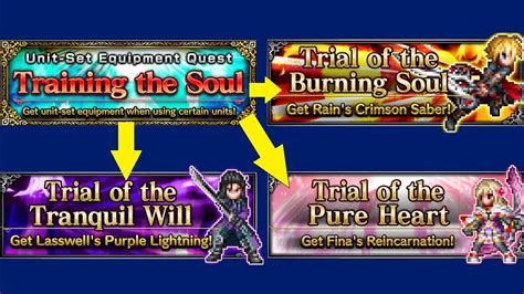 FFBE - Unit-Set Equipment Quest - Training the Soul - Rain / Lasswell / Fina - YouTube