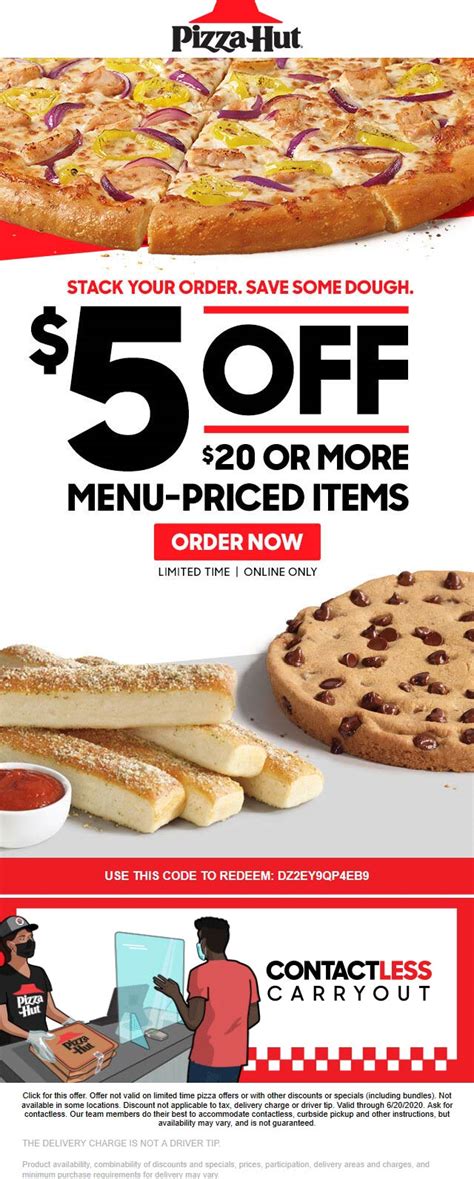 [November, 2020] $5 off $20 at Pizza Hut via promo code DZ2EY9QP4EB9 #pizzahut coupon & promo ...