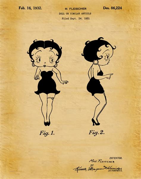 Patent 1932 Betty Boop Designed by Max Fleischer - Poster Print - Wall ...