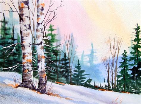 watercolor winter scenes | Watercolor Painting Winter Scene Barn And ...