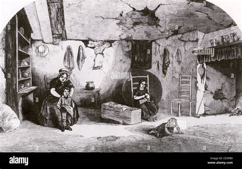 AGRICULTURAL WORKERS POVERTY Interior of Dorset cottage in 1846 Stock Photo - Alamy