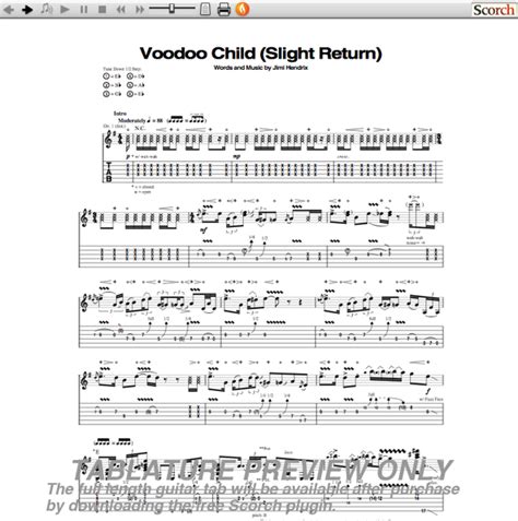 Jimi Hendrix Voodoo Child Guitar Tab | GuitarInternational.com