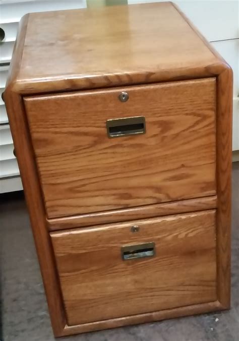 UHURU FURNITURE & COLLECTIBLES: SOLD Locking Oak Hanging File Cabinet with Key - $50