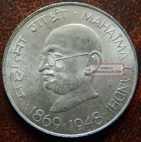 Mahatma Gandhi 10 Rupee Silver Coin Unc Luster India Republic 1869 - 1948 (mg Tr3)