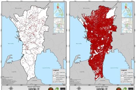 Juxtaposed: December 2021 vs January 2022 maps of NCR's active COVID-19 ...