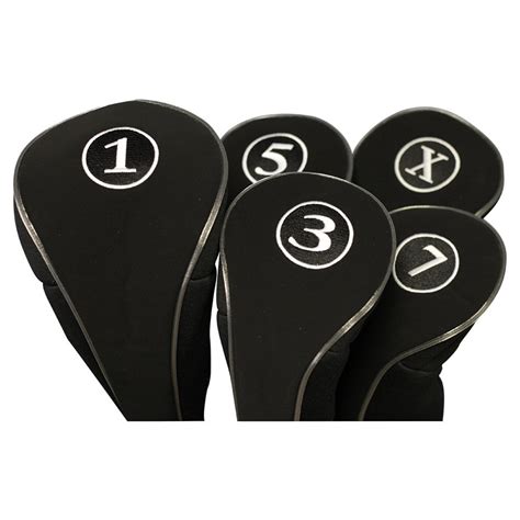 Black Golf Zipper Head Covers Driver 1 3 5 7 X Fairway Woods Headcovers ...