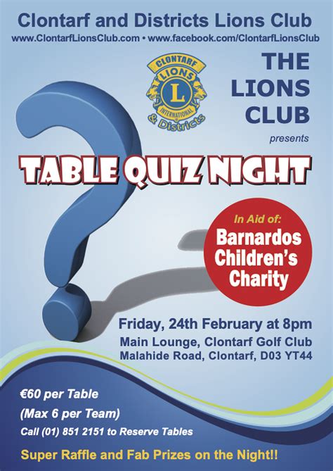 Clontarf Lions Club Quiz | LoveClontarf.ie