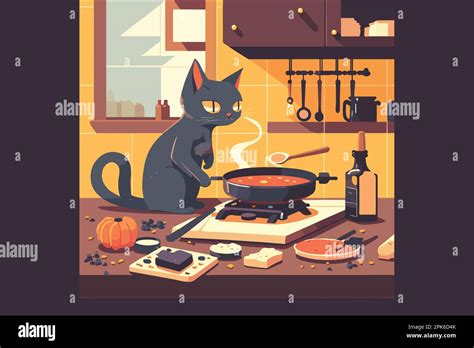 Cat Cooking vector illustration Stock Vector Image & Art - Alamy