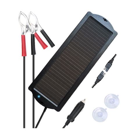 Rhafayre - Solar Car Battery Trickle Charger, 1.5W Solar Battery Charger Car, Waterproof ...