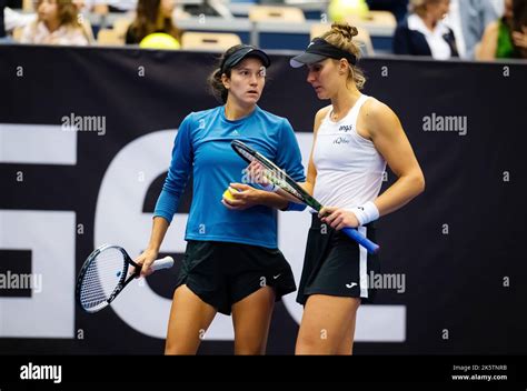 Anna Danilina of Kazakhstan & Beatriz Haddad Maia of Brazil in action during the doubles semi ...