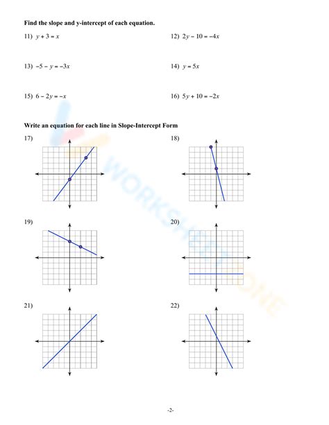 Algebra 1 Slope Worksheets