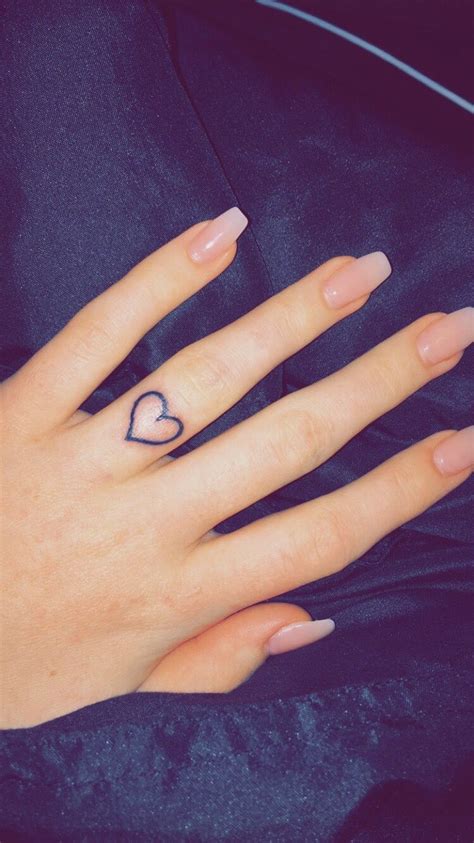 wedding band ring finger heart tattoo | Finger tattoo for women, Ring ...