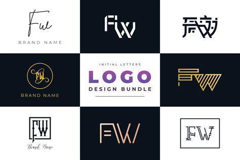 Set of collection Initial Letters FW Logo Design. 2979734 Vector Art at ...