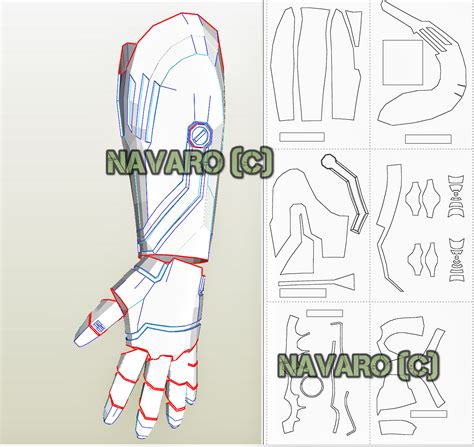 Iron Man hand plate Pepakura foam files - packjes