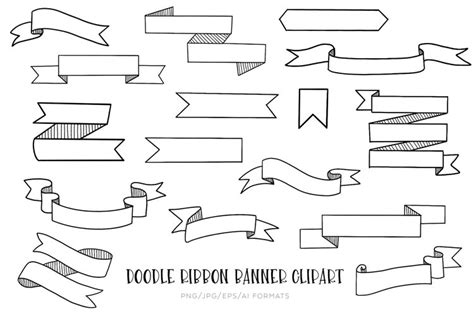 Doodle Ribbon Banner Vector Clipart