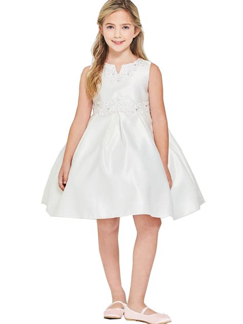 Good Girl - Good Girl Little Girls White Pleated Satin Flower Girl ...