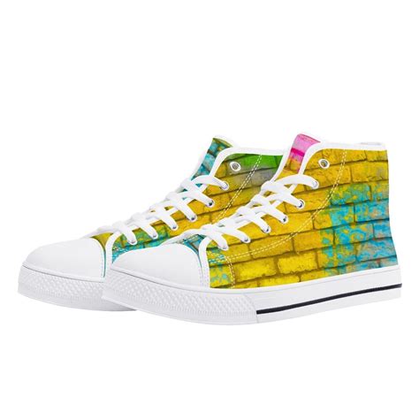 Bricks Of Colors - High-Top Canvas Shoes - White Sole