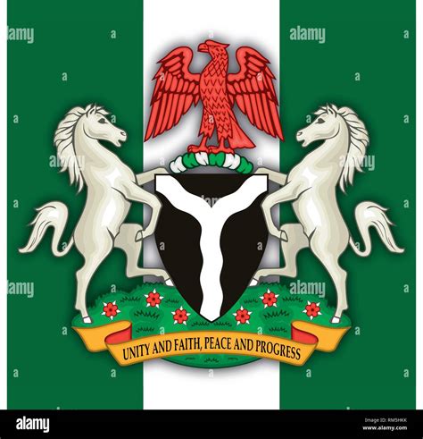 Nigeria Federal Republic coat of arms and flag, vector illustration Stock Vector Image & Art - Alamy