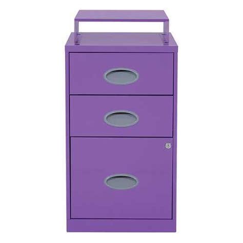 Rent to own OSP Home Furnishings - 3 Drawer Locking Metal File Cabinet Top Shelf - Purple ...