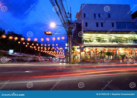 Chinese New Year Street Decoration at Night in Hat Yai Editorial Stock Photo - Image of ...