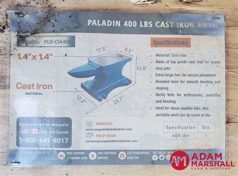 Unused Paladin 400 LB Cast Iron Anvil - Adam Marshall Land & Auction, LLC