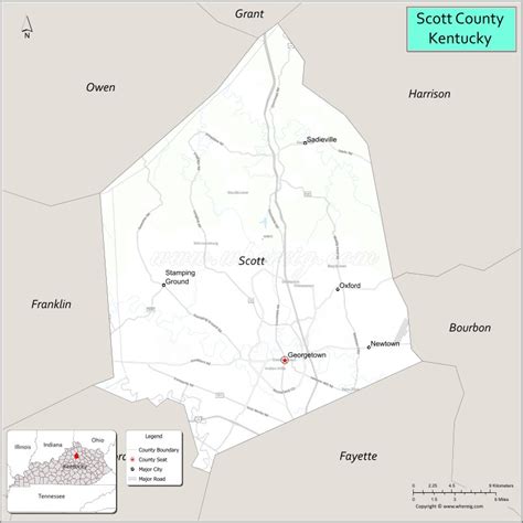 Map of Scott County, Kentucky - Where is Located, Cities, Population, Highways & Facts