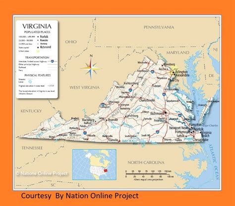 Virginia Transportation and physical map large printable | WhatsAnswer ...