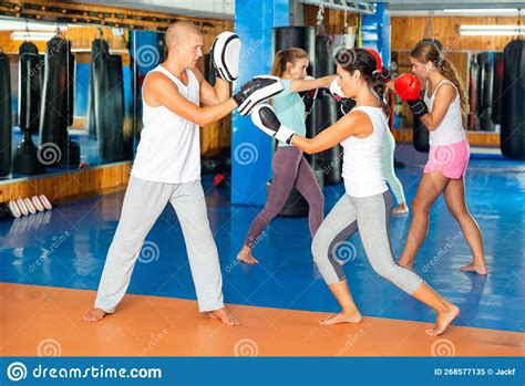 Women on boxing training stock image. Image of woman - 268577135