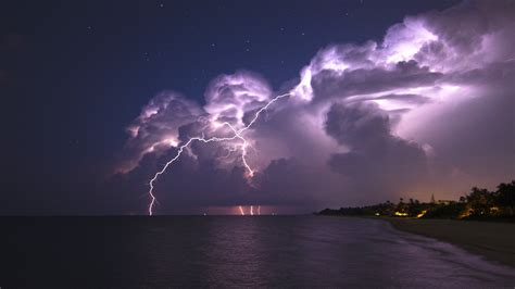 nature, Landscape, Clouds, Lightning, Storm, Horizon, Sea, Evening ...