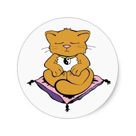 Zen Cat Classic Round Sticker | Zazzle.com | Cat mousepad, Round stickers, Cards