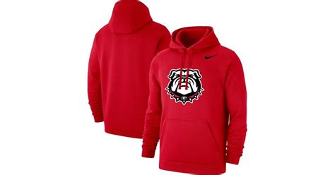 Nike Georgia Bulldogs Logo Club Pullover Hoodie At Nordstrom in Red for ...