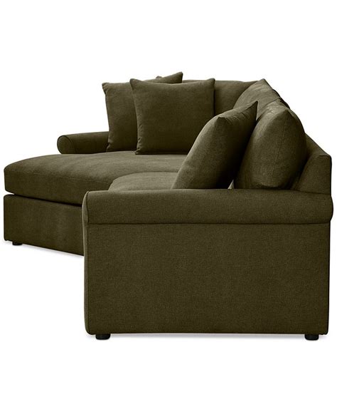 Furniture Wrenley 131" 3-Pc. Fabric Modular Cuddler Chaise Sectional ...