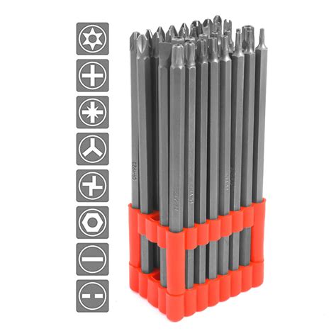 Buy Extra Long Security Bit Set 32-Piece CRV Steel 1/4" Hex Shank, 6 ...