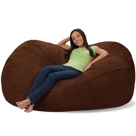 Comfy Sacks 6 ft Lounger Memory Foam Bean Bag Chair, Mocha Cords | Bean ...