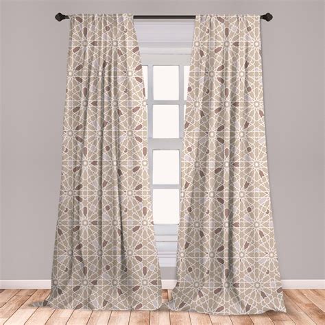 Oriental Curtains 2 Panels Set, Classical Oriental Motif Repetition in ...