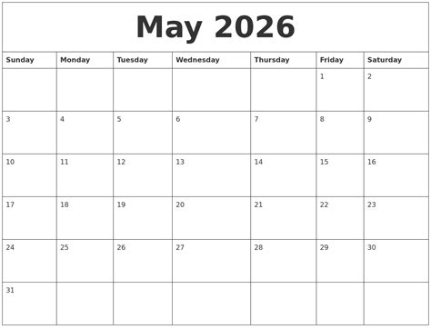 May 2026 Calendar