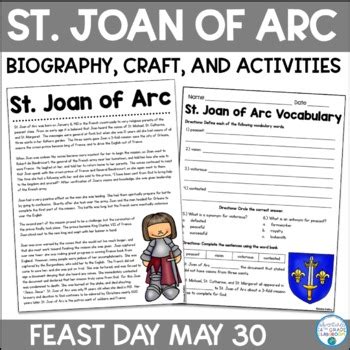 St. Joan of Arc Biography & Activities by Adventures of a 4th Grade ...