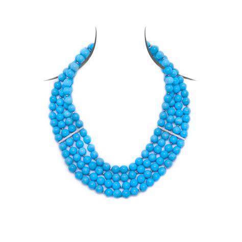 Aqua American Turquoise Multilayer Necklace with Sterling Silver - Kelvin Gems