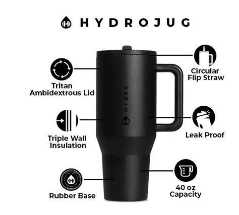 Hydrojug Tumbler Traveler Cup Stainless Steel Coffee Mug Insulated Portable Vacuum Travel ...