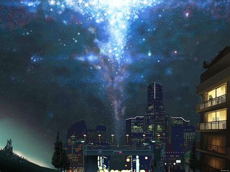 Aerial photo of city, anime, night, sky, city HD wallpaper | Wallpaper Flare