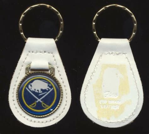 1980s Buffalo Sabres Keychain Vtg Hockey Leather Metal Fob Rare NHL Key ...