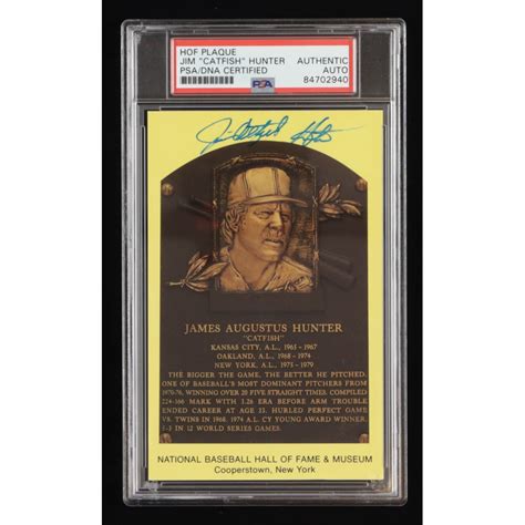 Jim "Catfish" Hunter Signed Hall of Fame Plaque Postcard (PSA ...