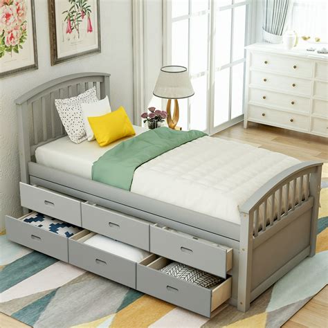 URHOMEPRO Twin Bed Frame with Storage Drawers, Platform Bed Frame w ...