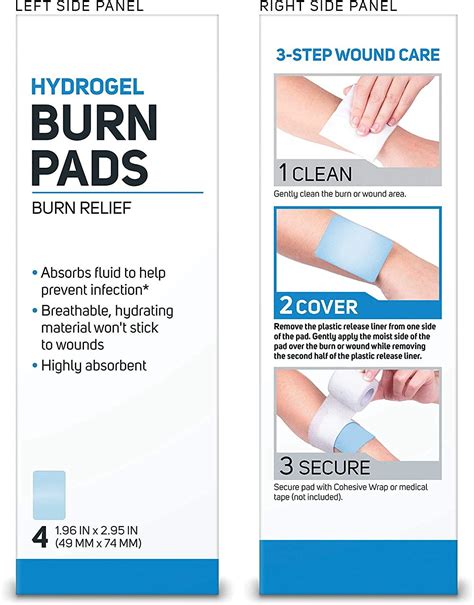 Care Science Hydrogel Sterile Burn Pads - 4 ct | Instant Cooling Relief for Minor Burns