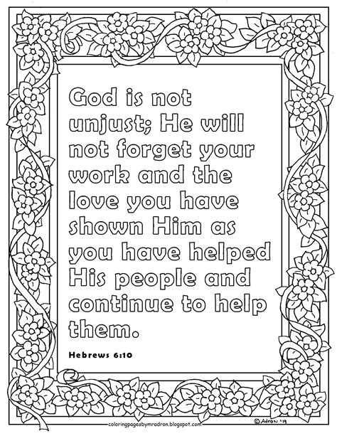 Free print and color page for Hebrews 6:10. I have drawn hundreds of these coloring pages and ...