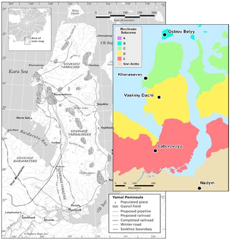 The Yamal Peninsula with locations of existing and proposed ...